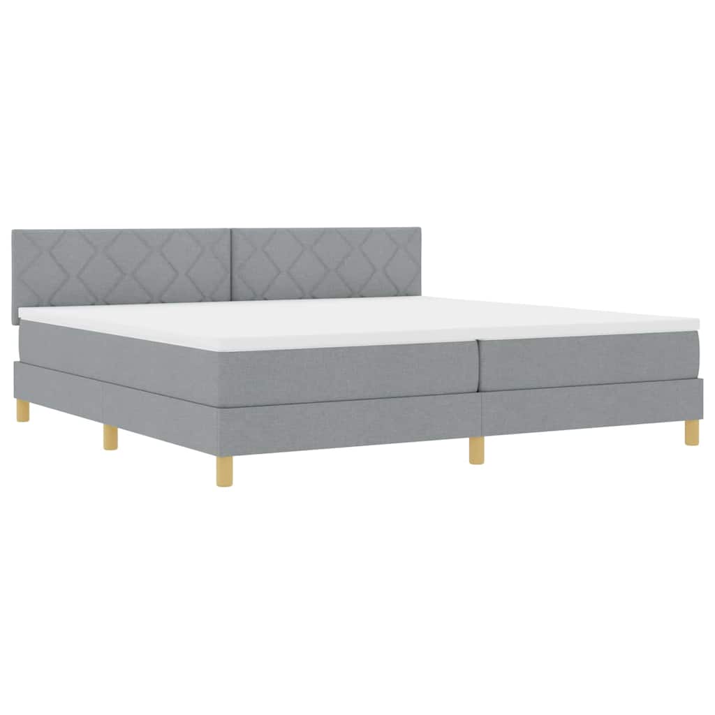 Krevet s opruga kutije Svijetlo siva 200 x 200 cm tkanina