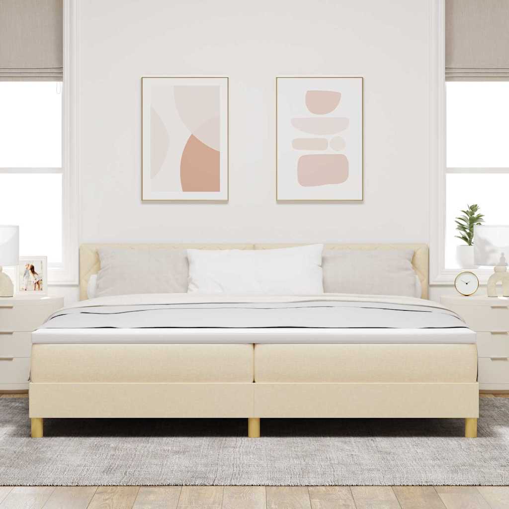 Krevet s opruga kutije s jastukom Krema 200 x 200 cm tkanina