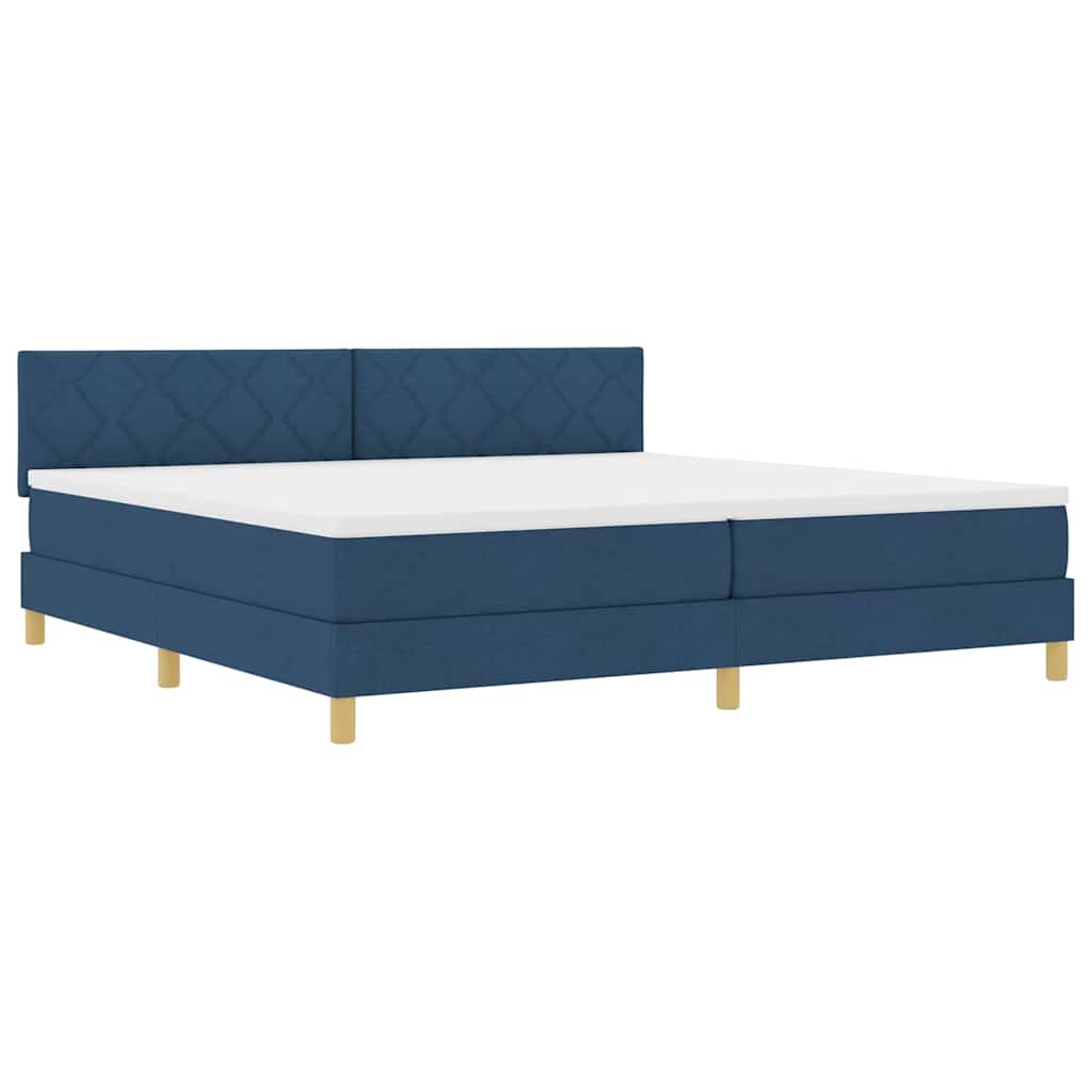 Krevet s opruga kutije s jastukom Plava 200 x 200 cm tkanina