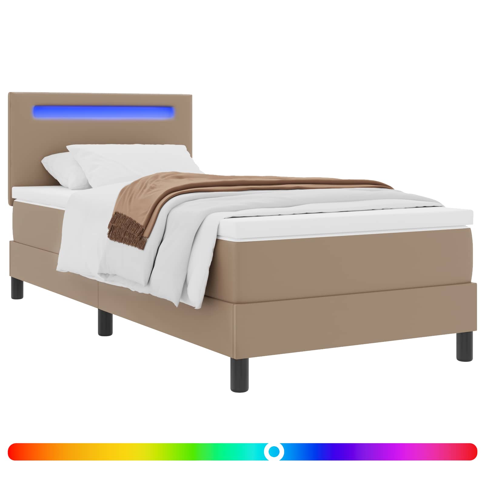 Krevet s opruga kutije Boja cappuccina 90 x 190 cm Umjetna koža