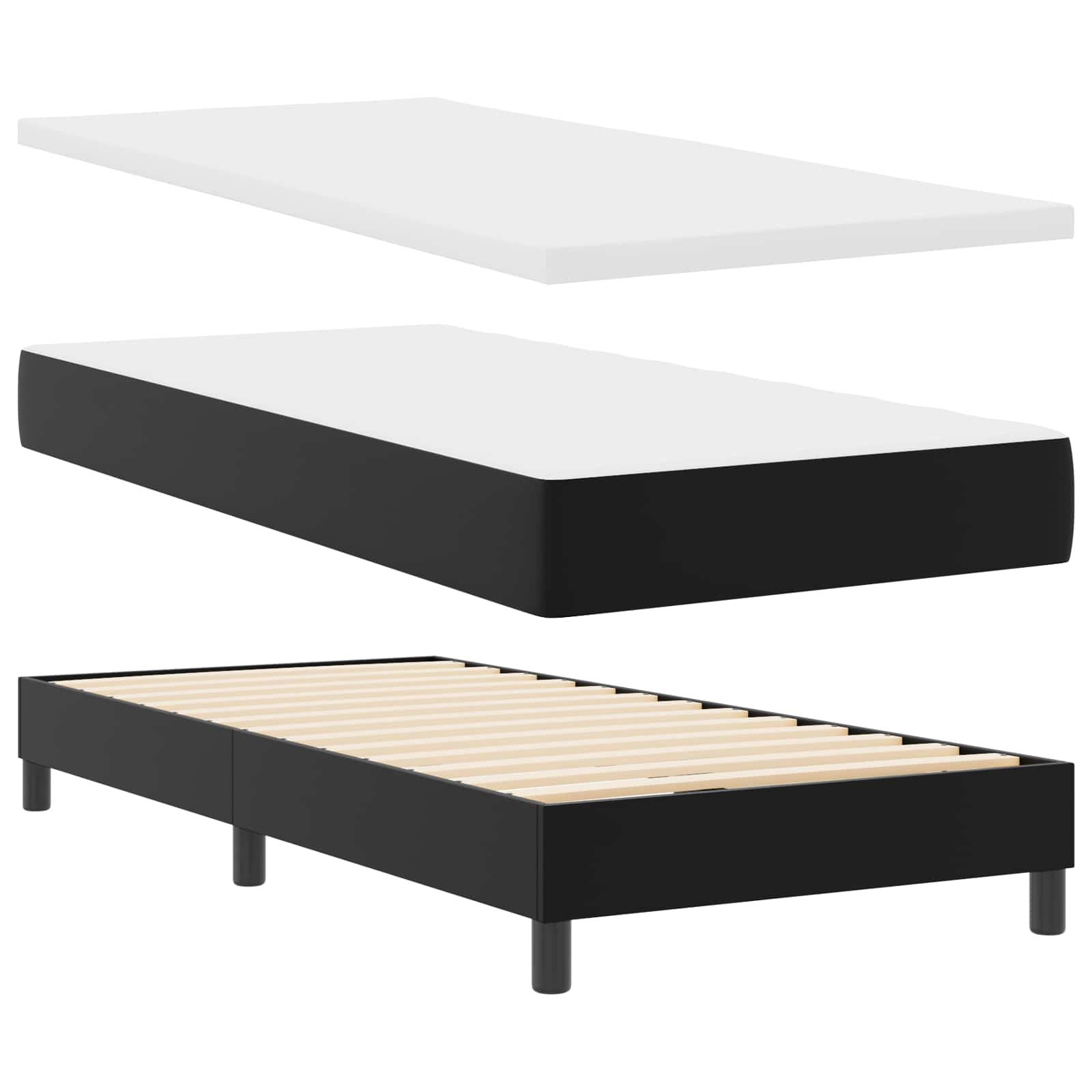 Krevet s opruga kutije s madracem Crna 90 x 200 cm Umjetna koža
