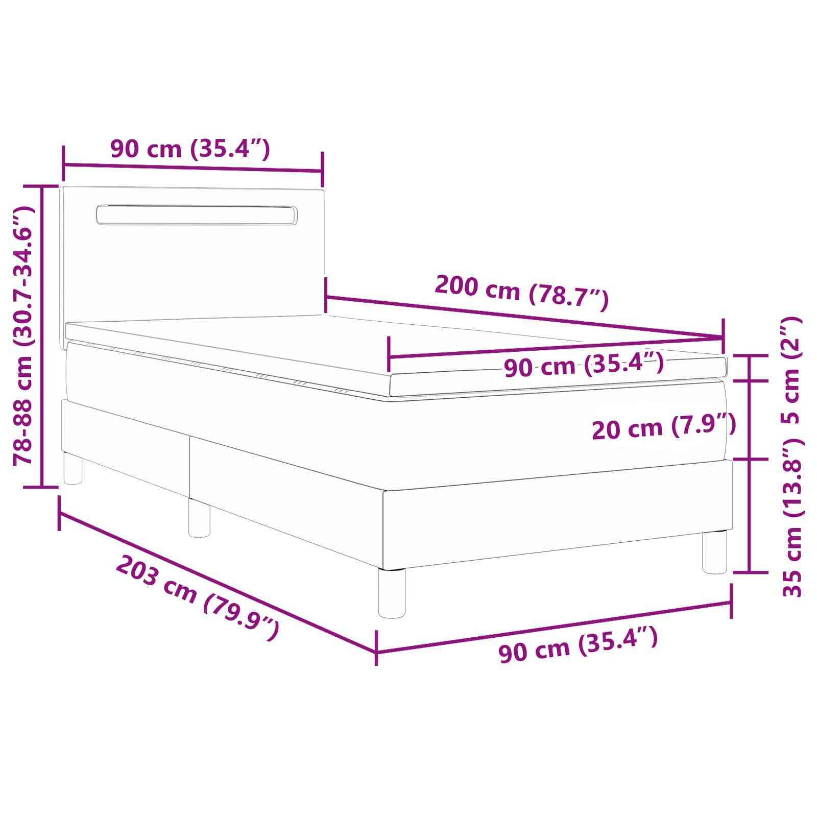 Krevet s opruga kutije Boja cappuccina 90 x 200 cm Umjetna koža