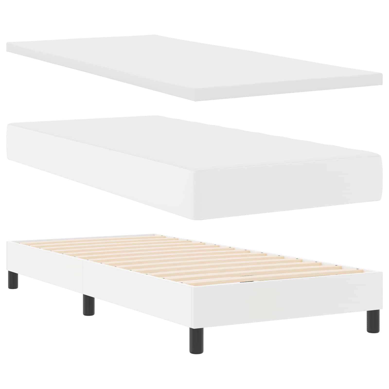 Krevet s opruga kutije Bijelo 100 x 200 cm Umjetna koža
