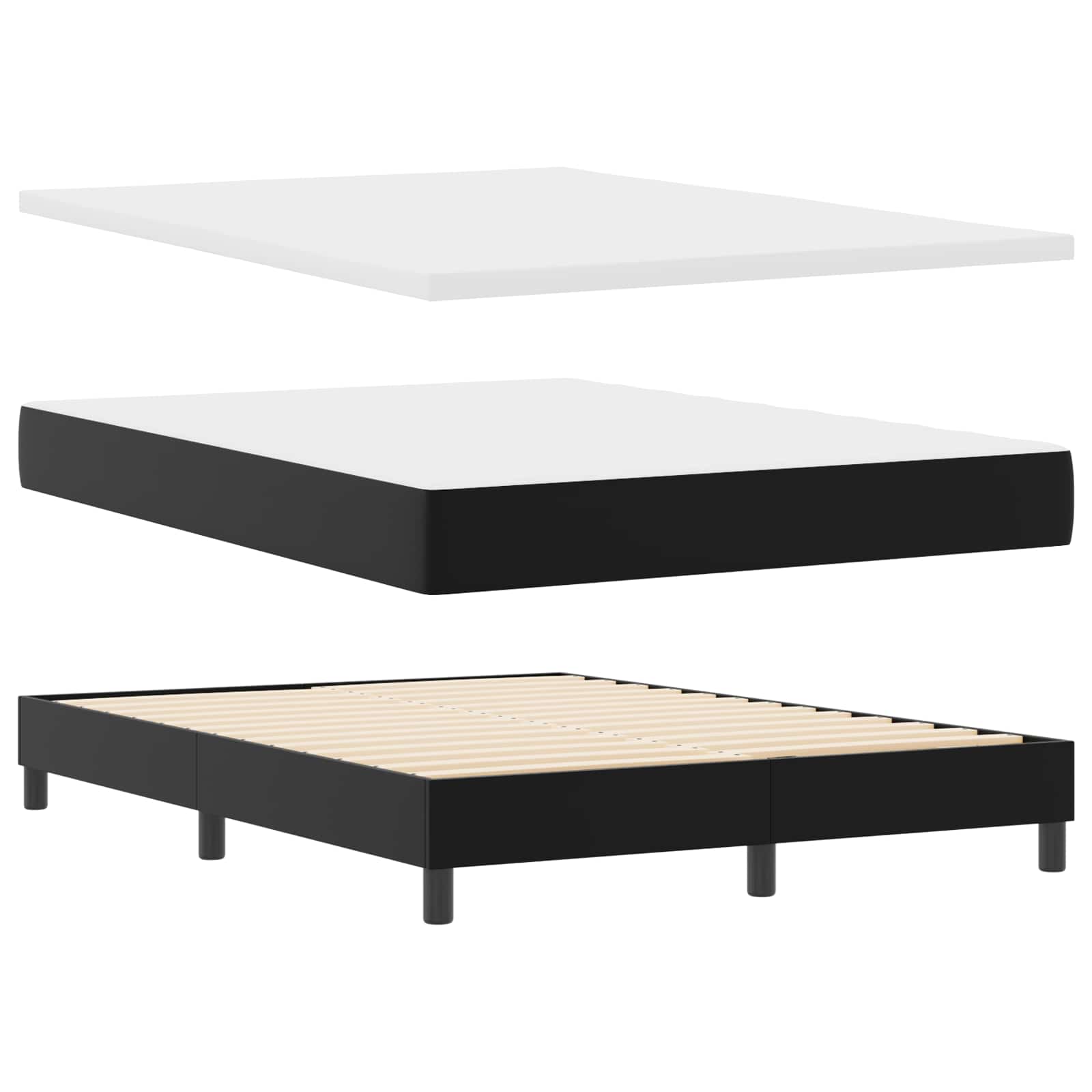 Krevet s opruga kutije Crna 140 x 190 cm Umjetna koža