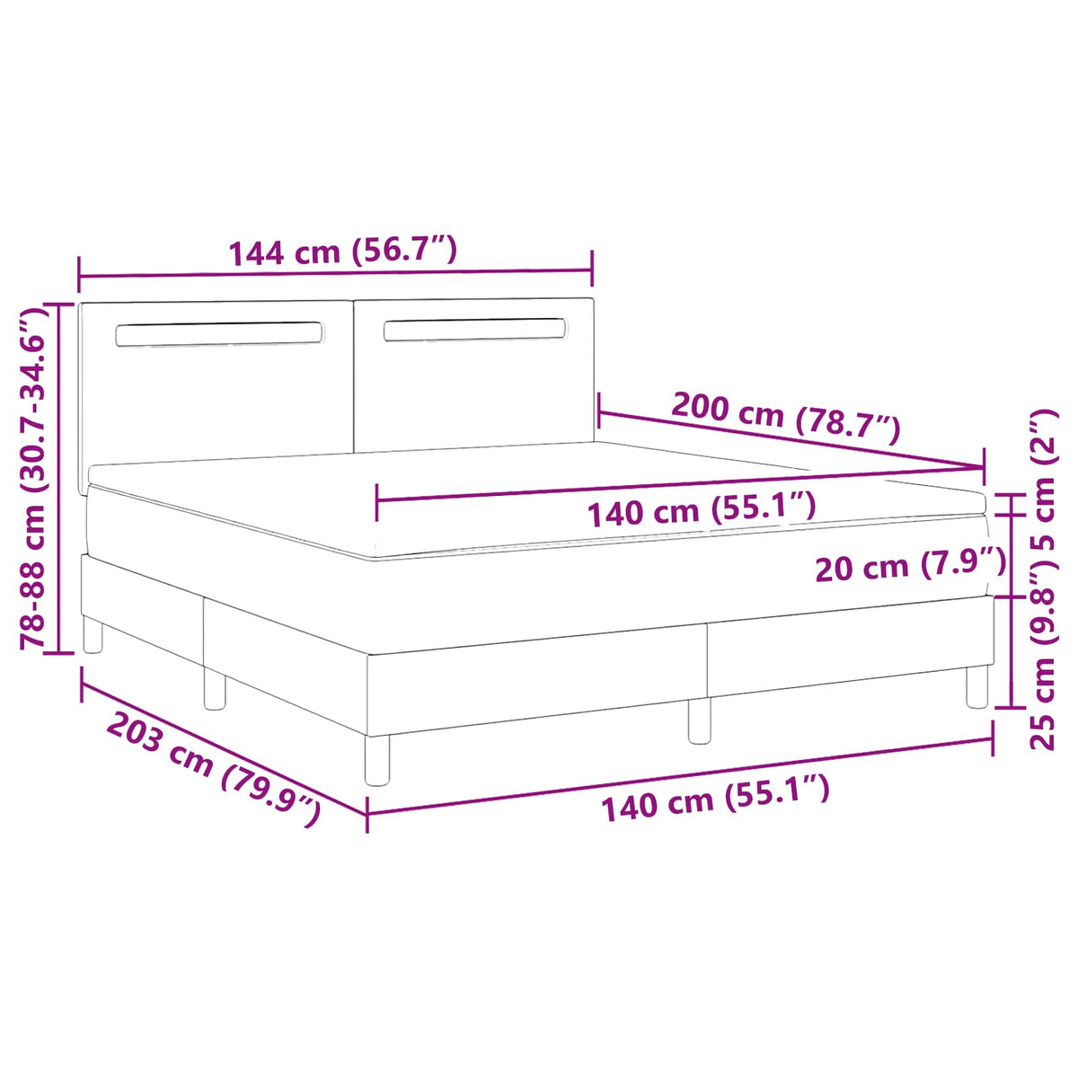 Krevet s opruga kutije s madracem Boja cappuccina 140 x 200 cm
