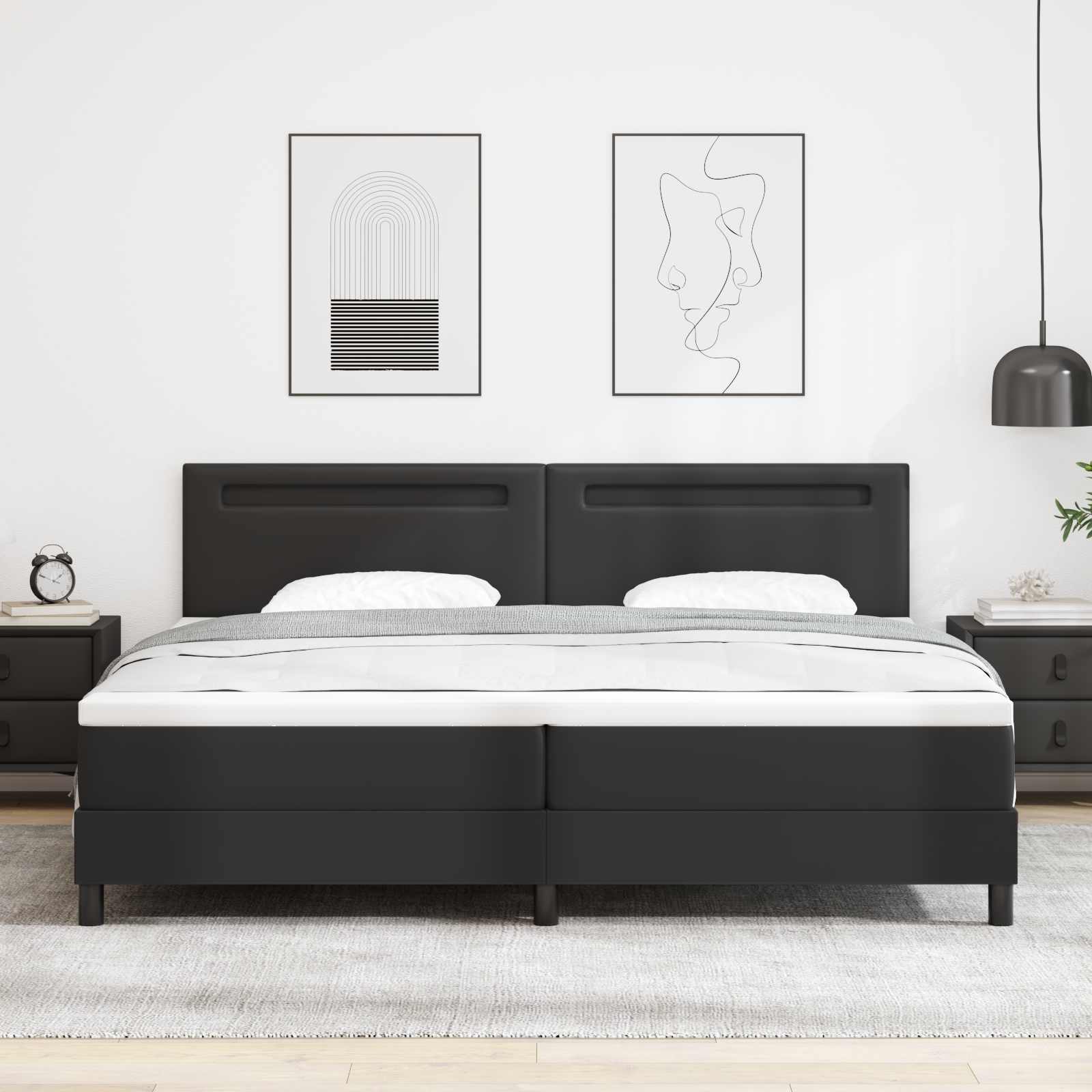 Krevet s opruga kutije Crna 200 x 200 cm Umjetna koža