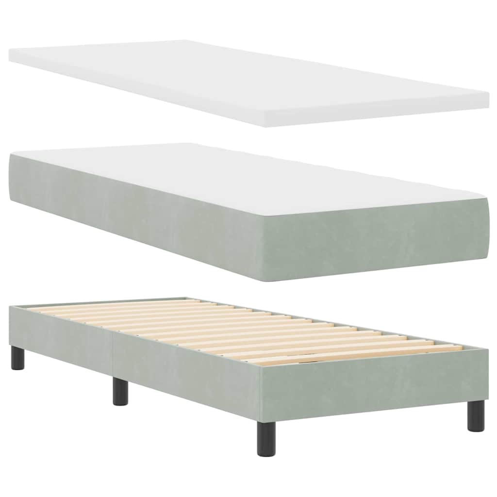 Krevet s opruga kutije Svijetlo siva 80 x 200 cm Baršun