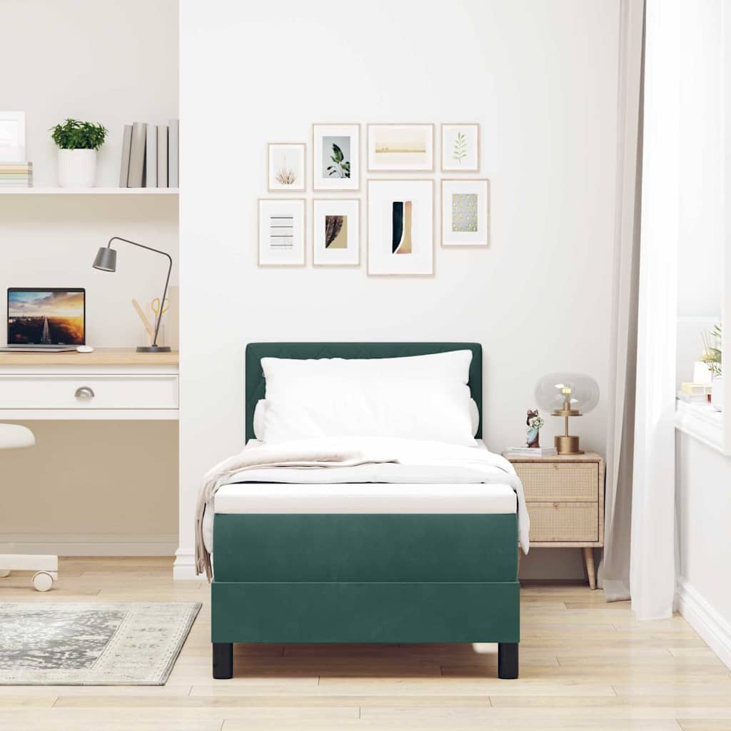 Krevet s opruga kutije Tamnozelena 80 x 200 cm Baršun