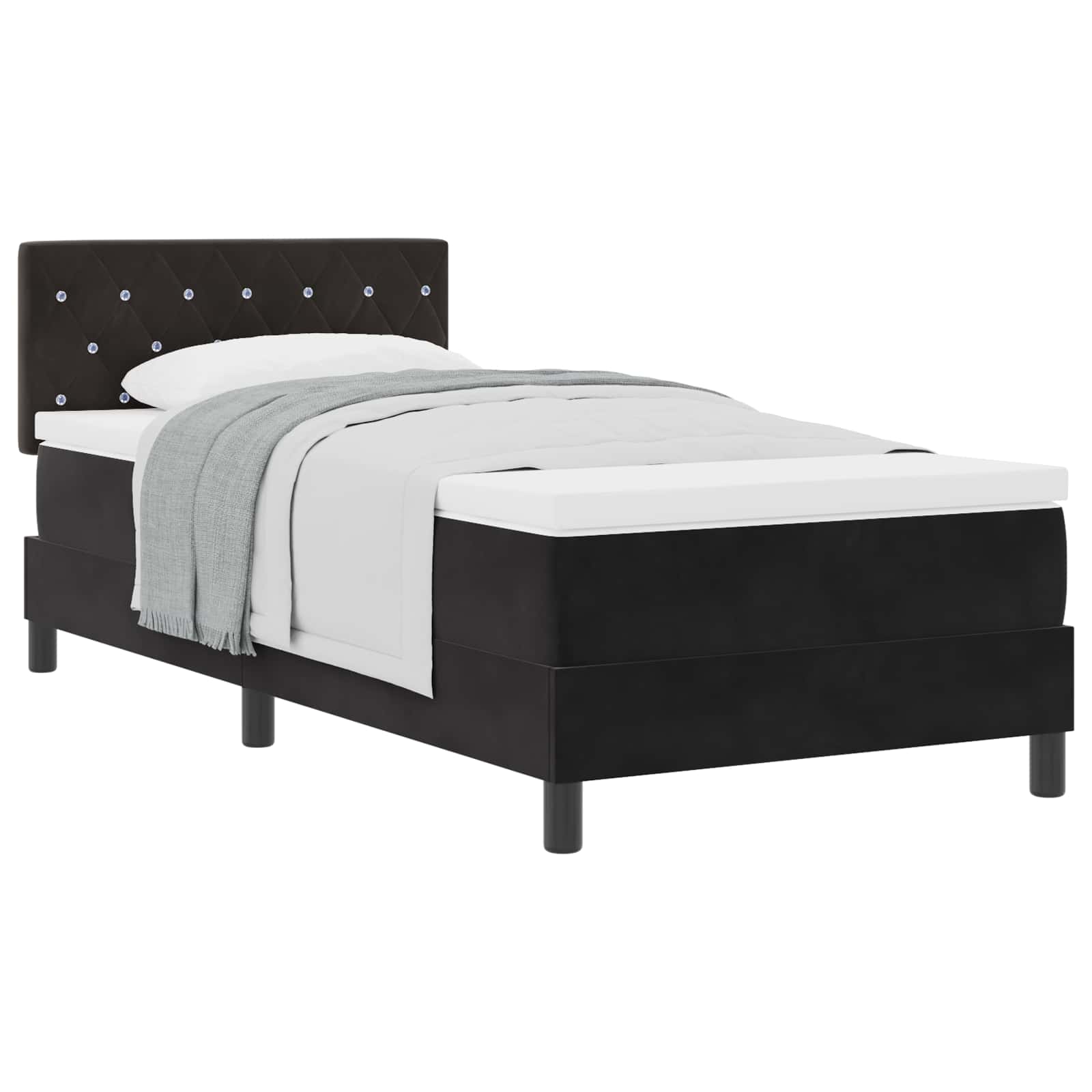 Krevet s opruga kutije s madracem Crna 90 x 190 cm Baršun