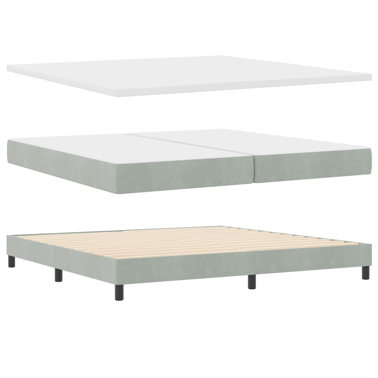 Krevet s opruga kutije Svijetlo siva 200 x 200 cm Baršun