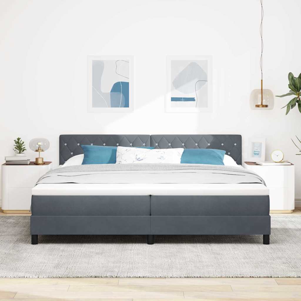 Krevet s opruga kutije Tamno siva 200 x 200 cm Baršun