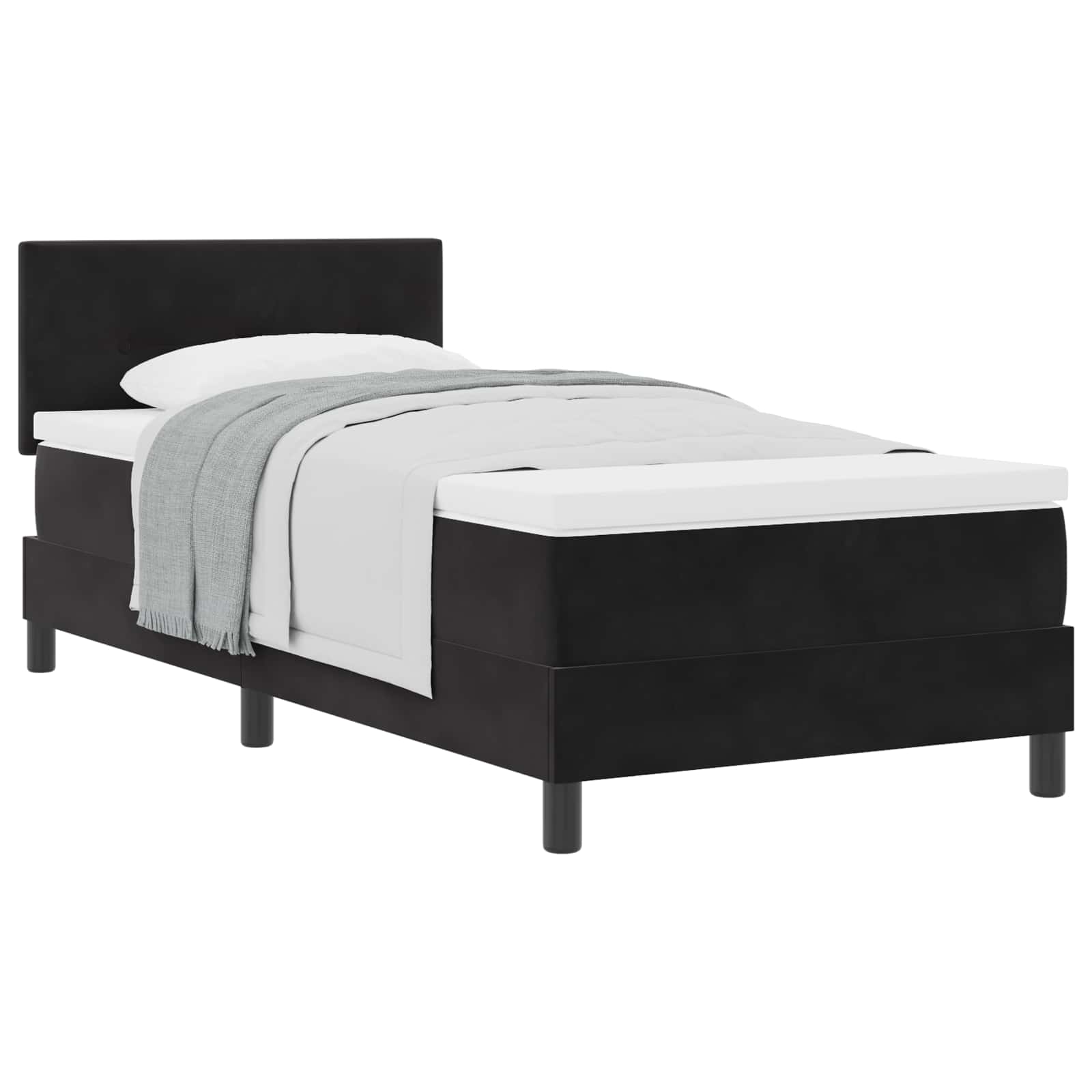 Krevet s opruga kutije s madracem Crna 90 x 190 cm Baršun
