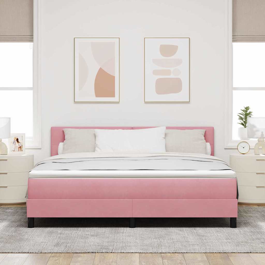 Krevet s opruga kutije s madracem Ružičasta 180 x 200 cm Baršun