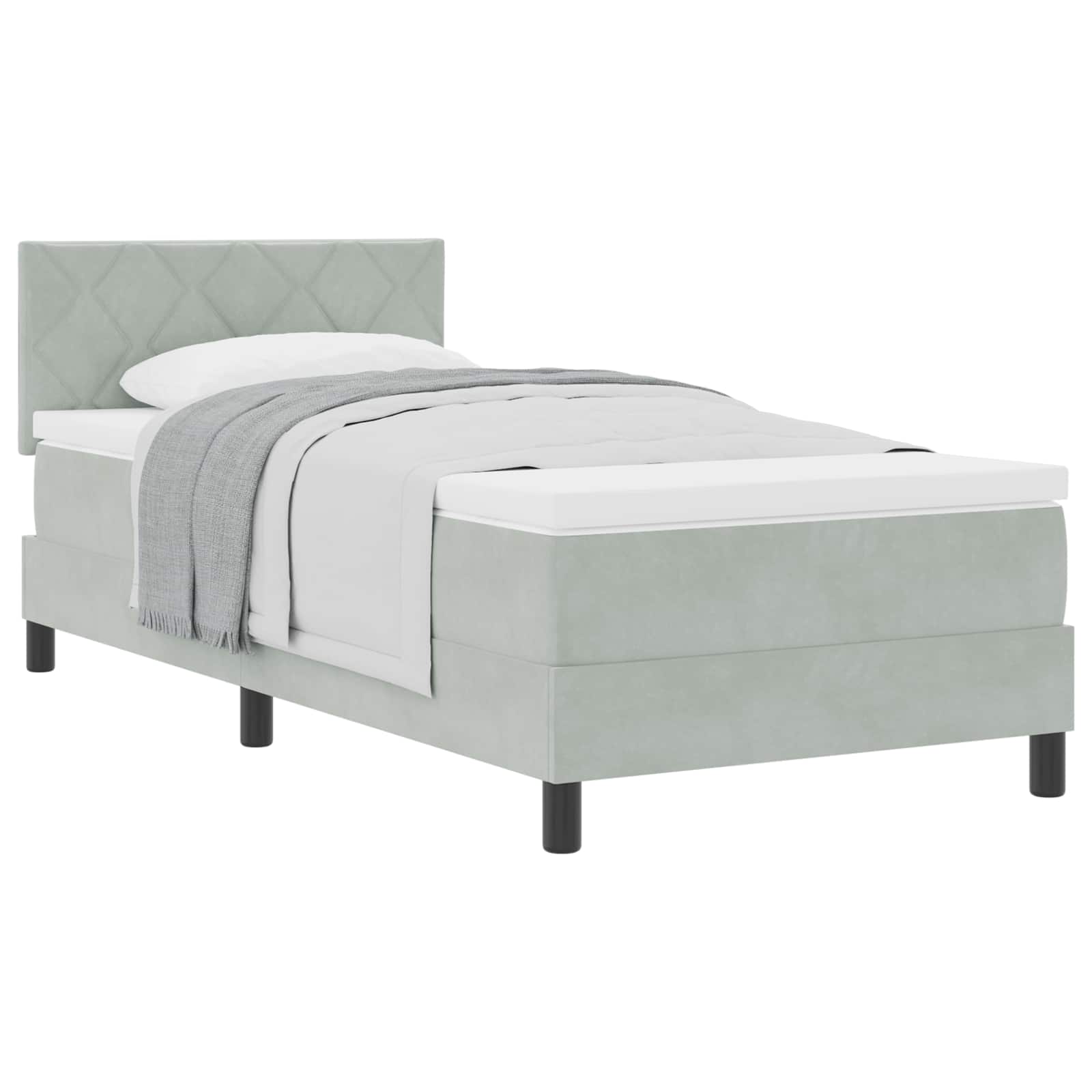 Krevet s opruga kutije Svijetlo siva 90 x 190 cm Baršun