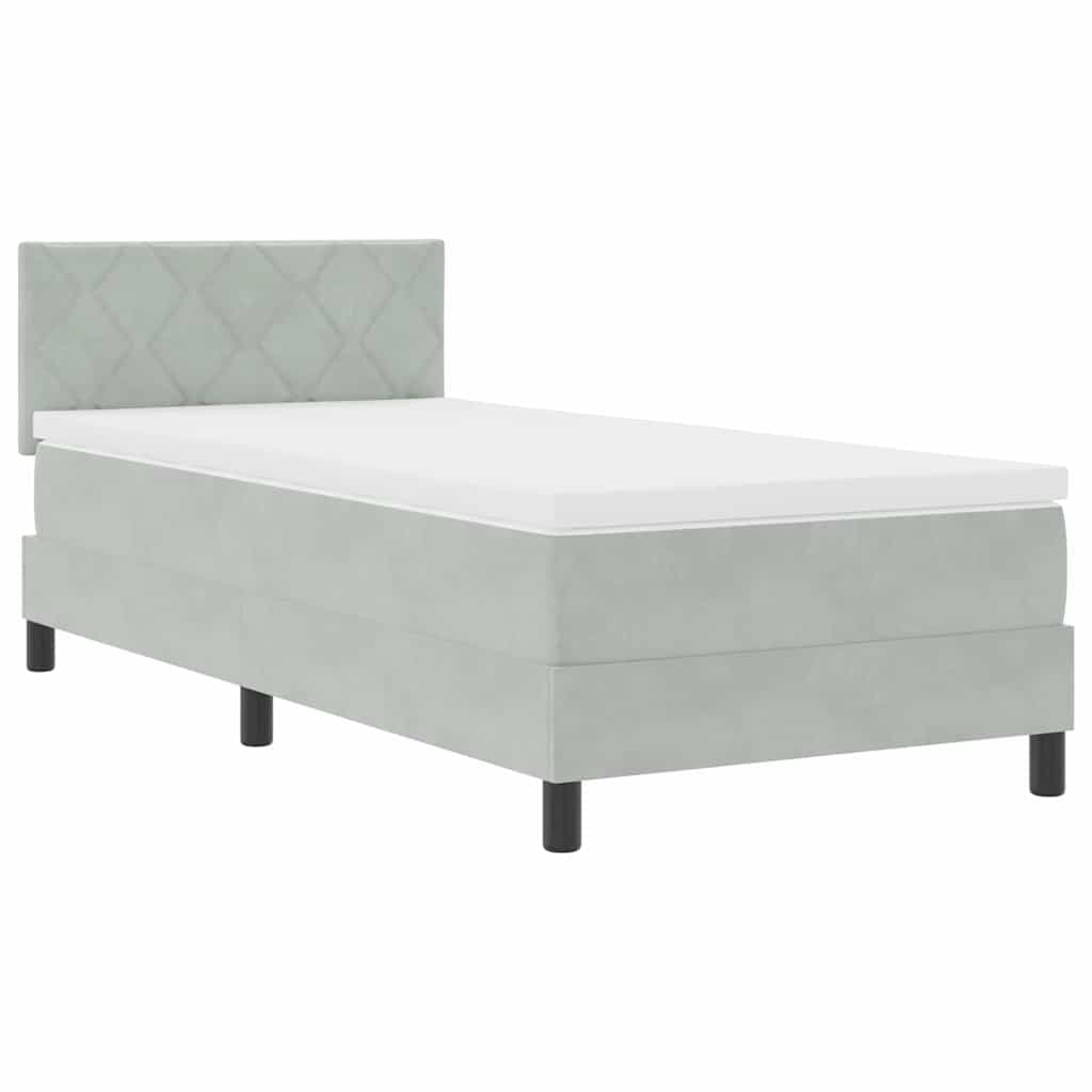 Krevet s opruga kutije Svijetlo siva 90 x 190 cm Baršun