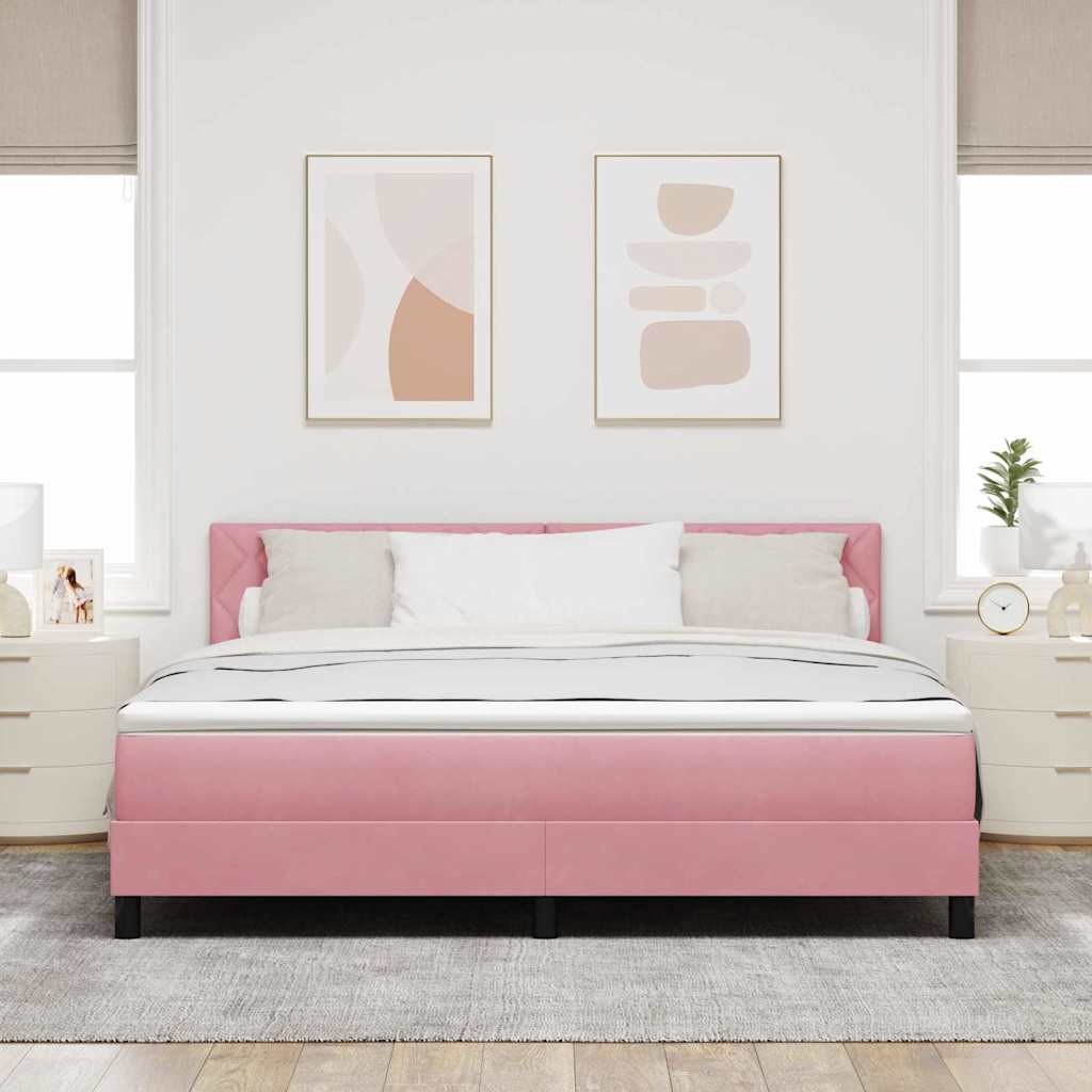 Krevet s opruga kutije s madracem Ružičasta 180 x 200 cm Baršun