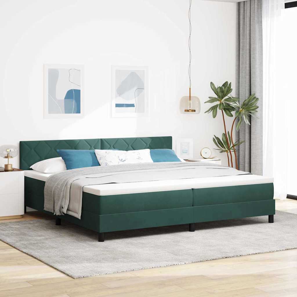 Krevet s opruga kutije Tamnozelena 200 x 200 cm Baršun
