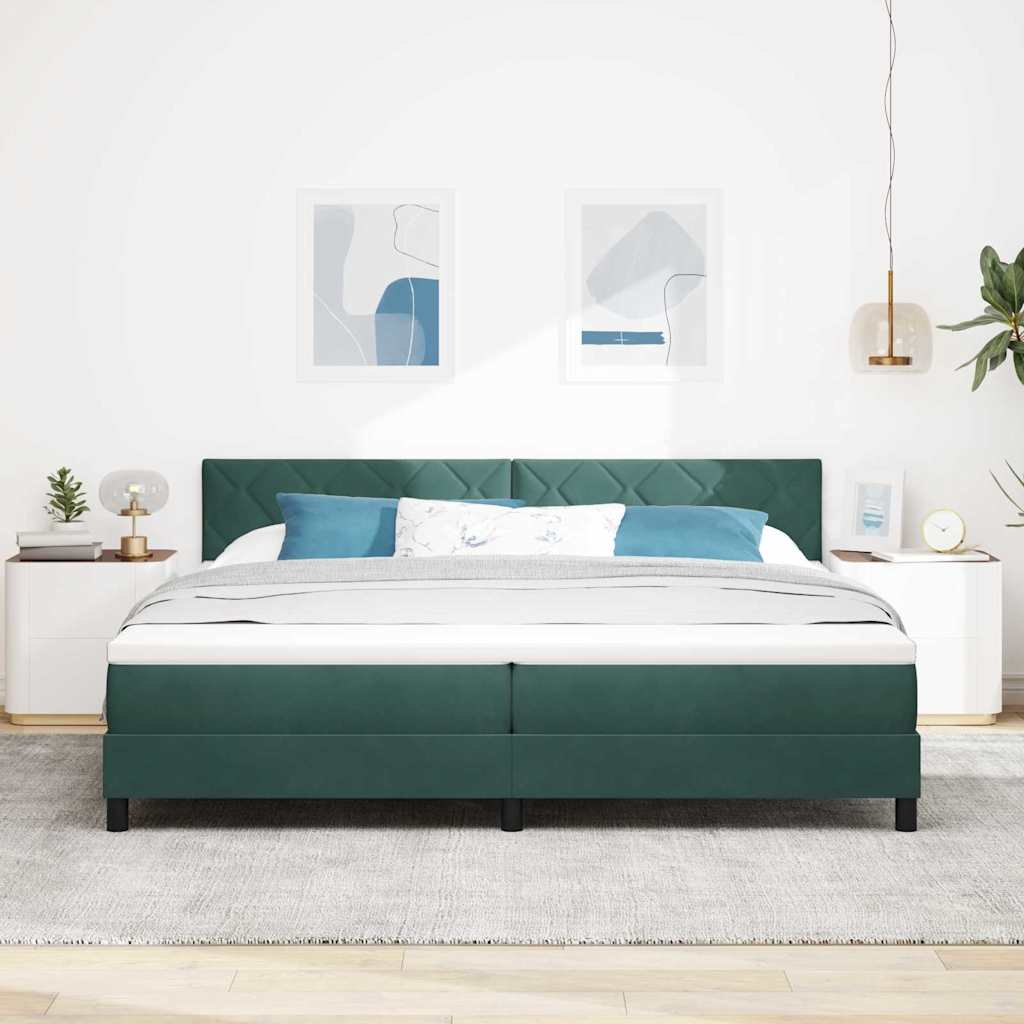Krevet s opruga kutije Tamnozelena 200 x 200 cm Baršun