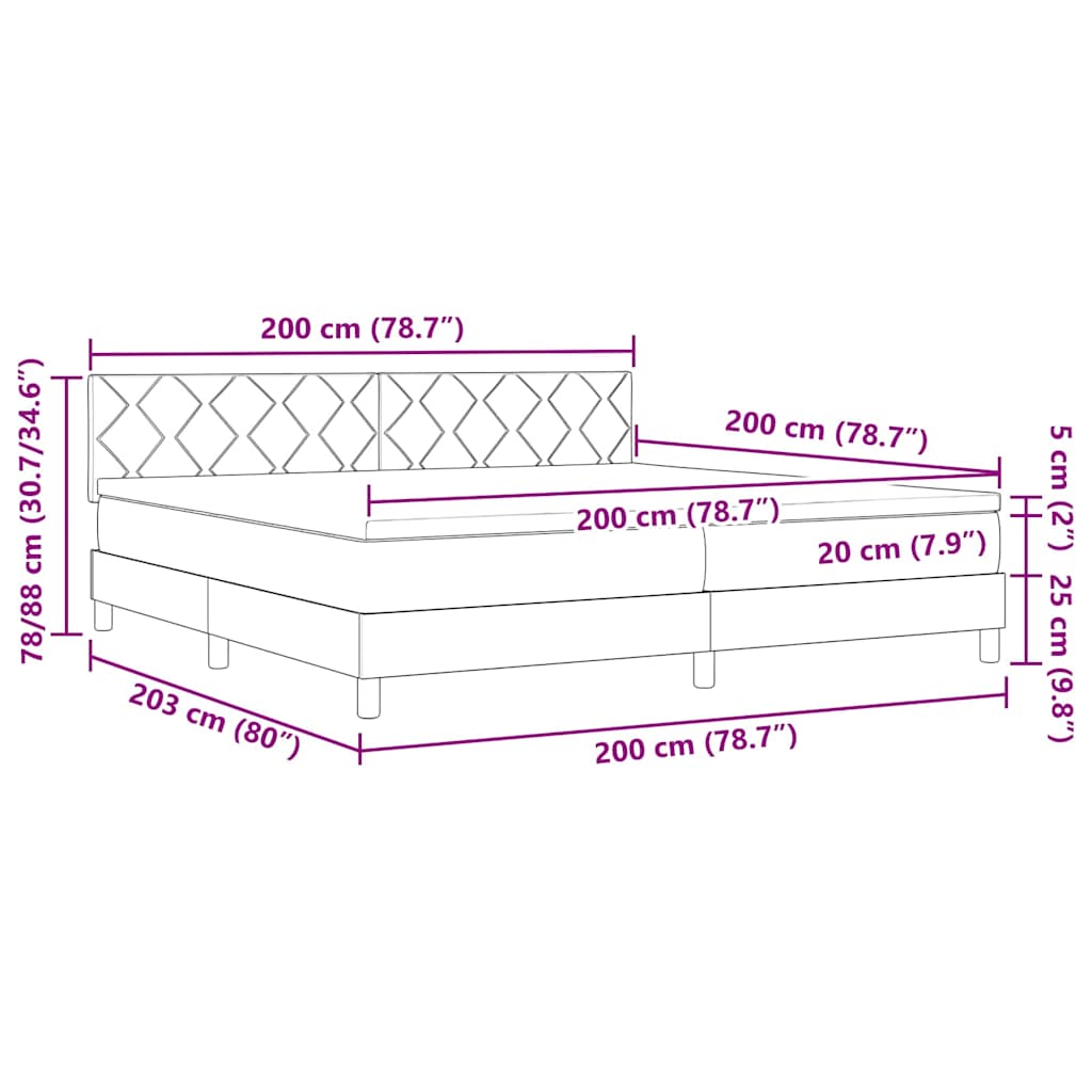 Krevet s opruga kutije Tamnozelena 200 x 200 cm Baršun