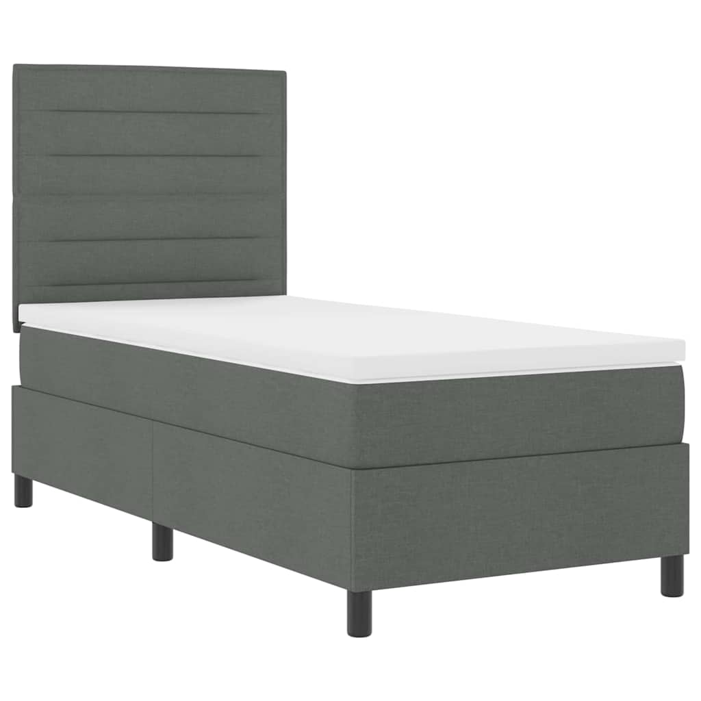 Krevet s opruga kutije Tamno siva 90 x 190 cm tkanina