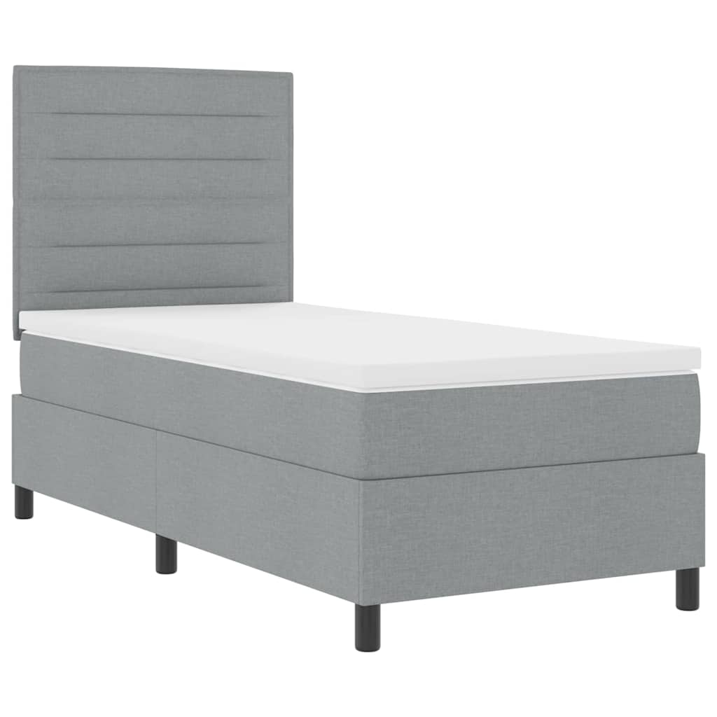 Krevet s opruga kutije Svijetlo siva 100 x 200 cm tkanina