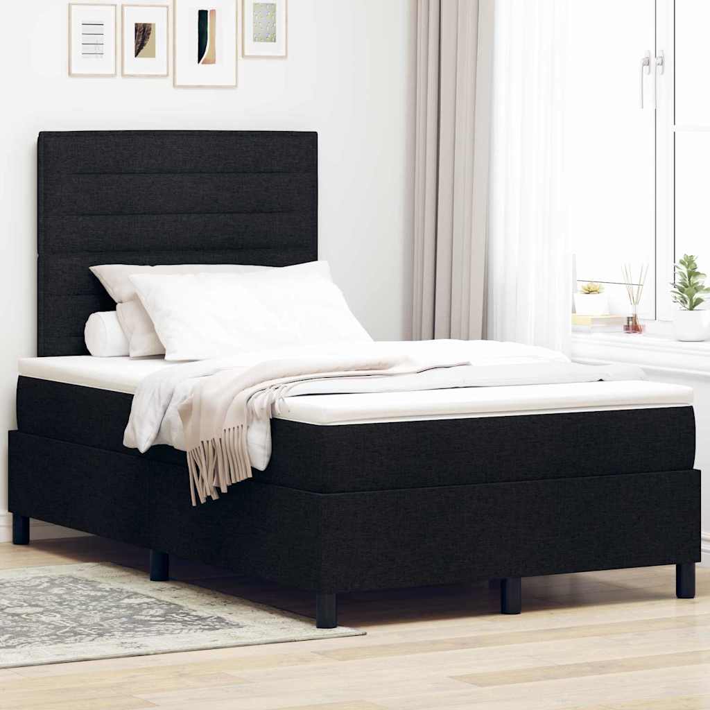 Krevet s opruga kutije s madracem Crna 120 x 190 cm tkanina