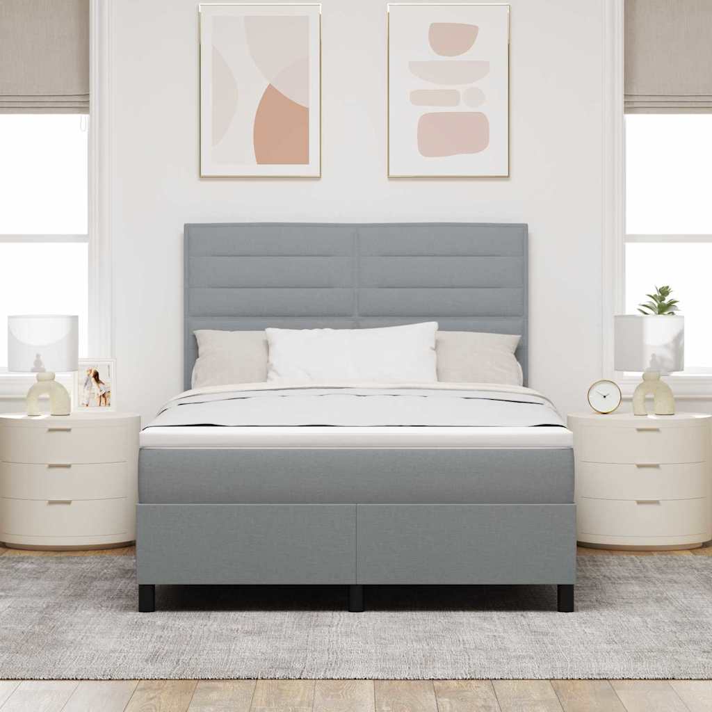 Krevet s opruga kutije Svijetlo siva 140 x 190 cm tkanina