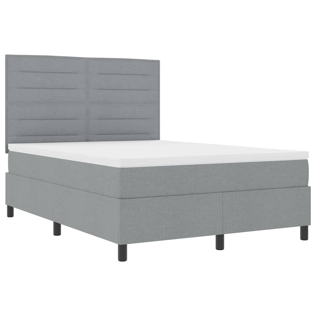 Krevet s opruga kutije Svijetlo siva 140 x 190 cm tkanina