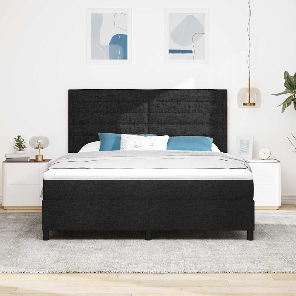 Krevet s opruga kutije s madracem Crna 180 x 200 cm tkanina