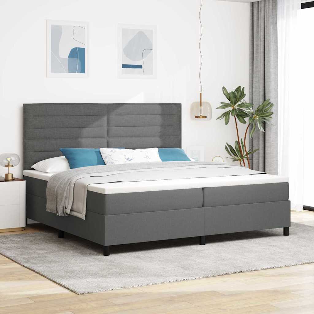 Krevet s opruga kutije Tamno siva 200 x 200 cm tkanina