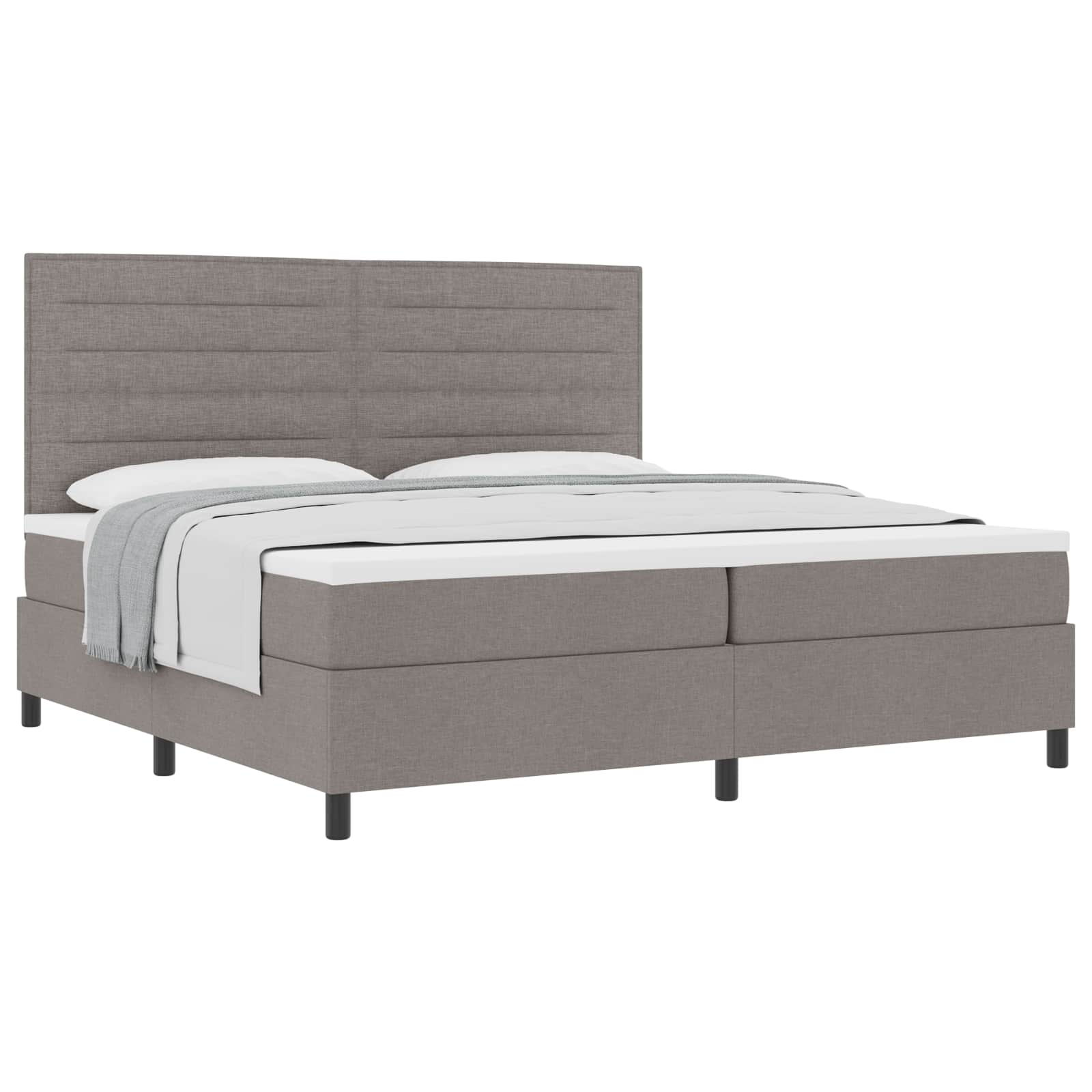 Krevet s opruga kutije Sivo-smeđa 200 x 200 cm tkanina