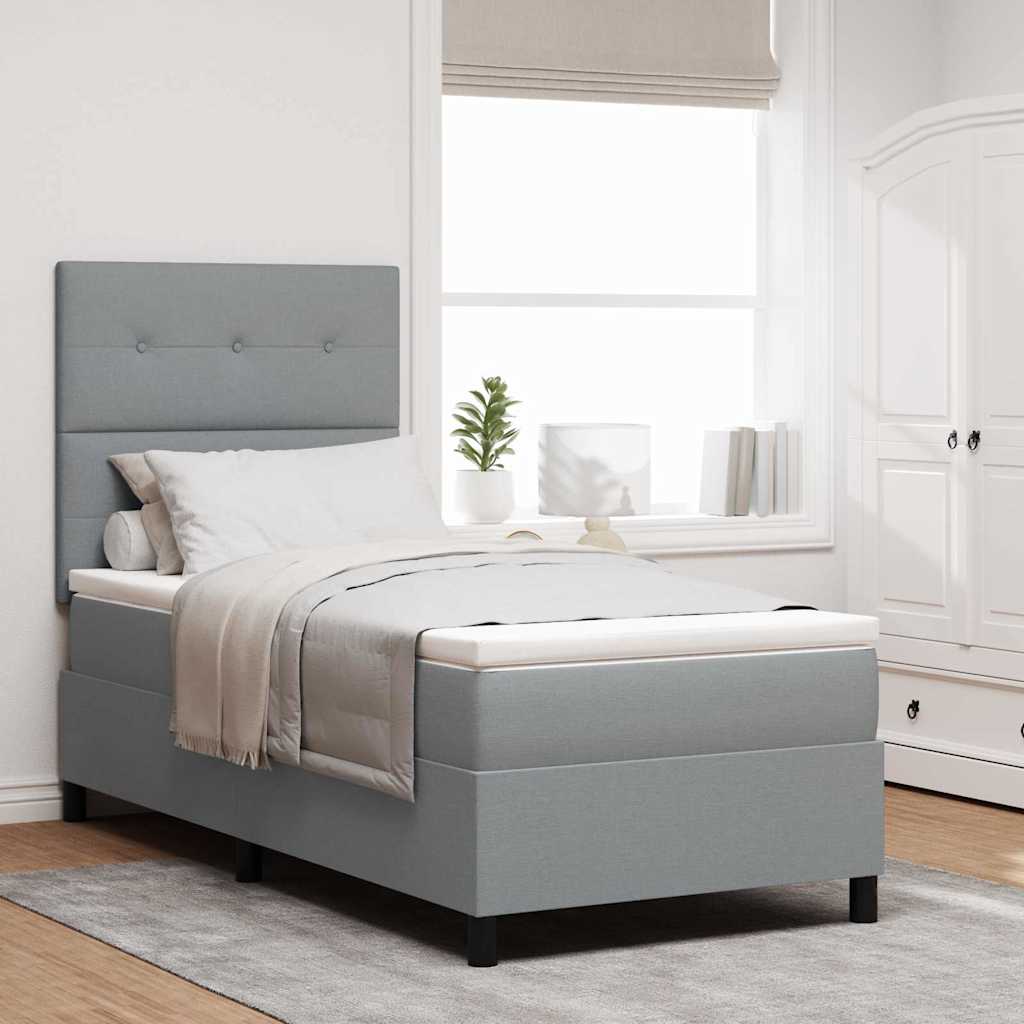 Krevet s opruga kutije Svijetlo siva 90 x 190 cm tkanina