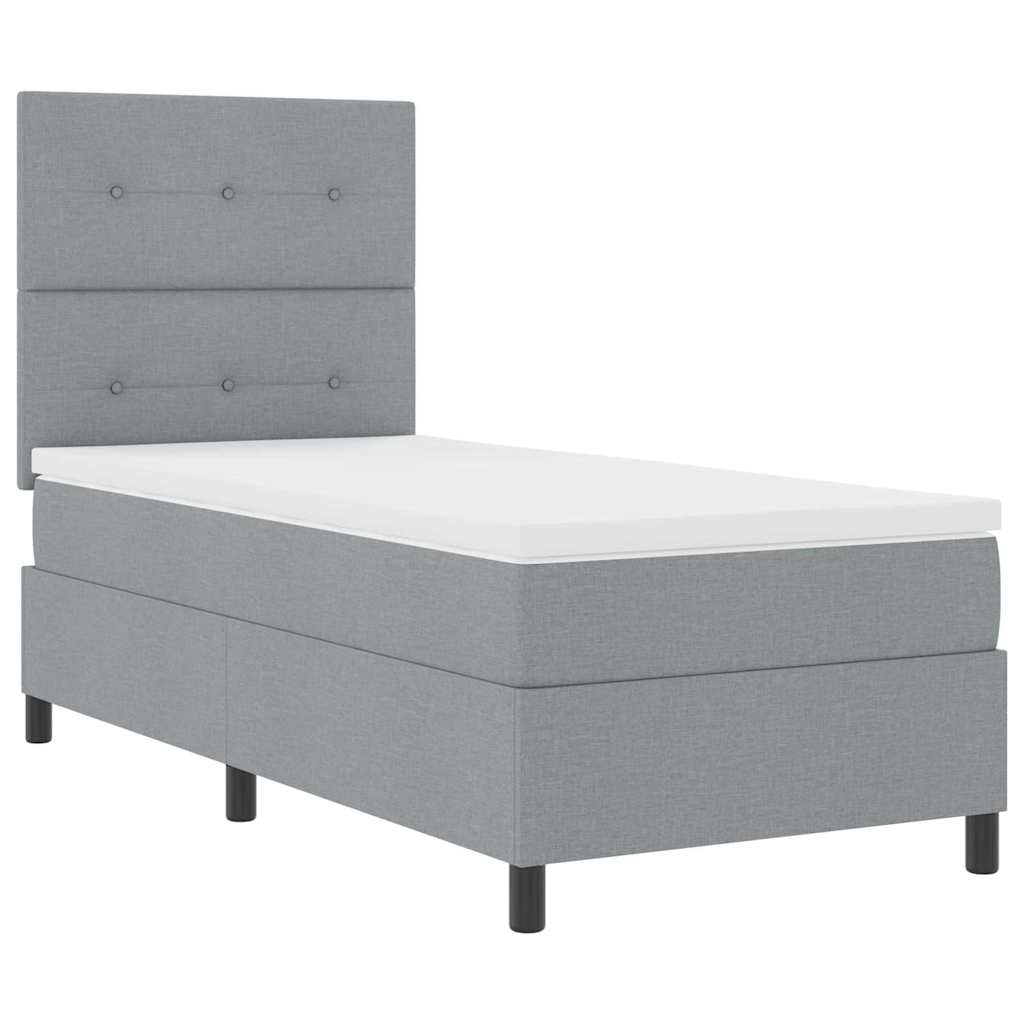 Krevet s opruga kutije Svijetlo siva 90 x 190 cm tkanina