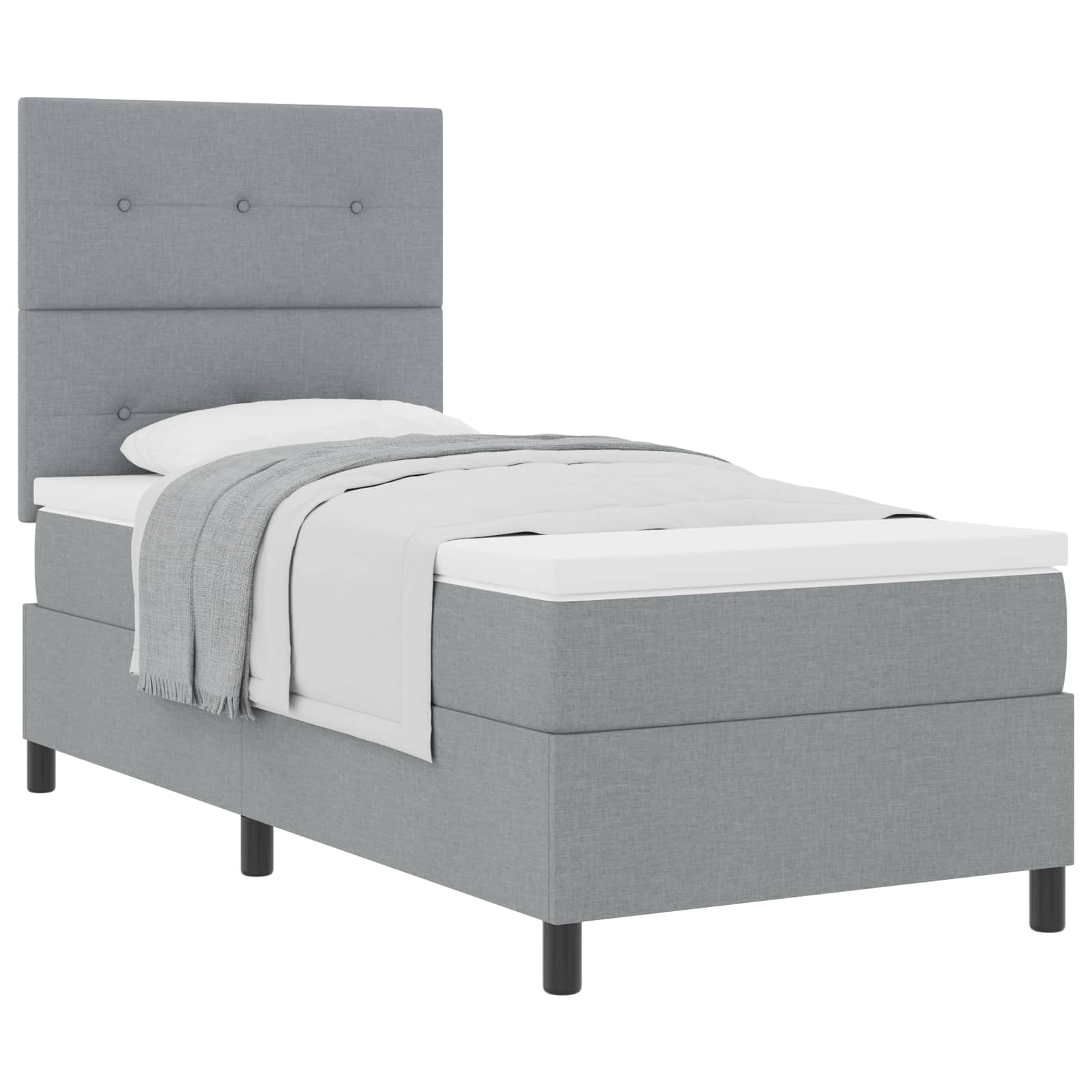 Krevet s opruga kutije Svijetlo siva 90 x 200 cm tkanina