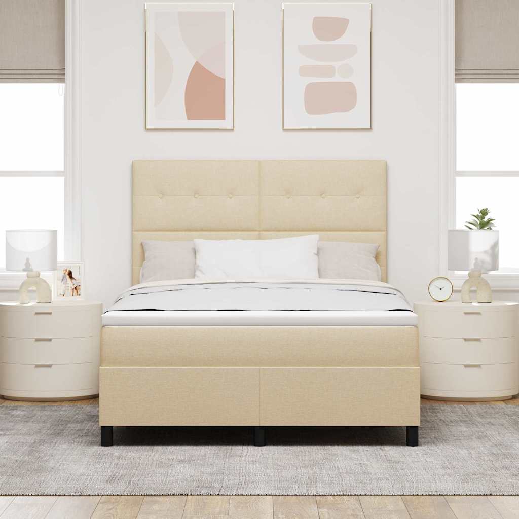Krevet s opruga kutije s uzglavljem Krema 140 x 190 cm tkanina