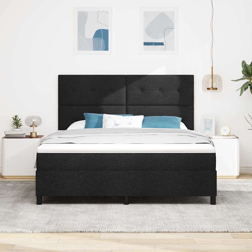 Krevet s opruga kutije s uzglavljem Crna 180 x 200 cm tkanina