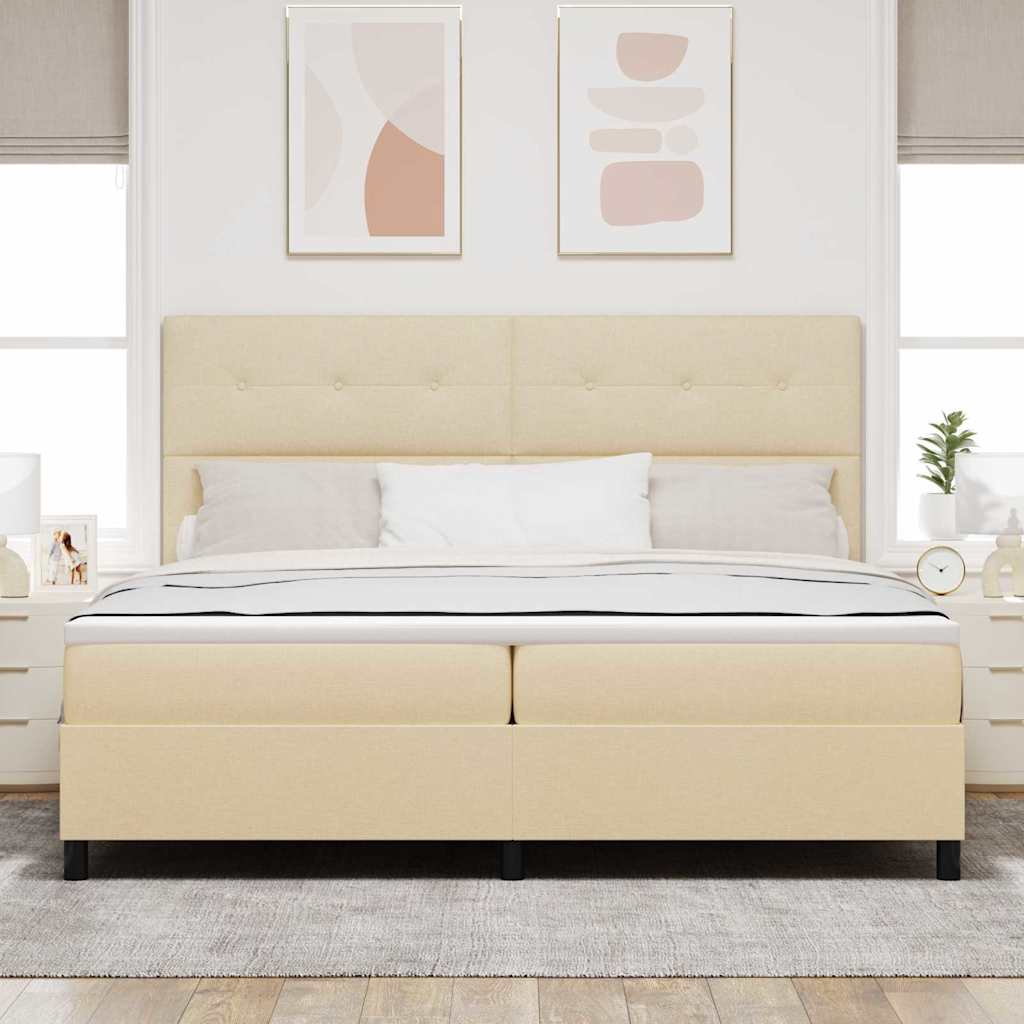 Krevet s opruga kutije s uzglavljem Krema 200 x 200 cm tkanina