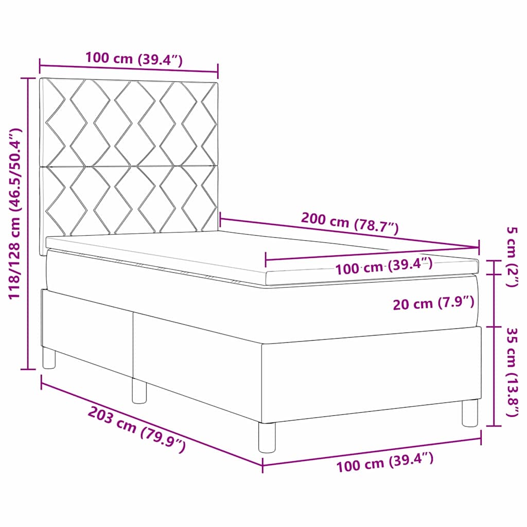Krevet s opruga kutije s uzglavljem Plava 100 x 200 cm tkanina
