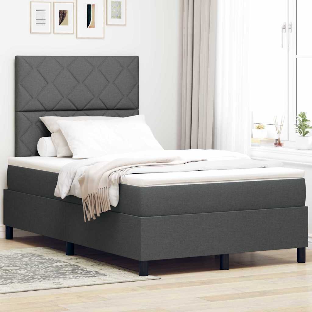 Krevet s opruga kutije Tamno siva 120 x 190 cm tkanina