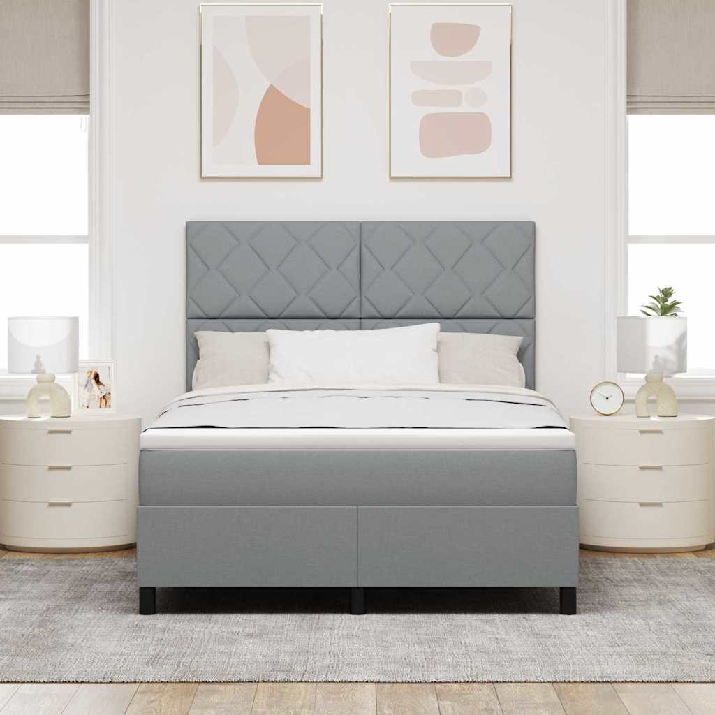 Krevet s opruga kutije Svijetlo siva 160 x 200 cm tkanina
