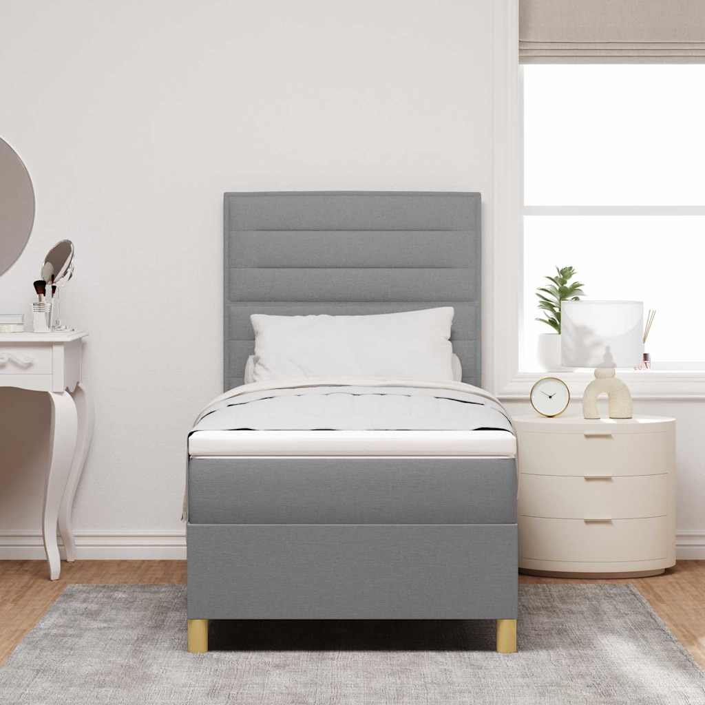Krevet s opruga kutije Svijetlo siva 90 x 190 cm tkanina