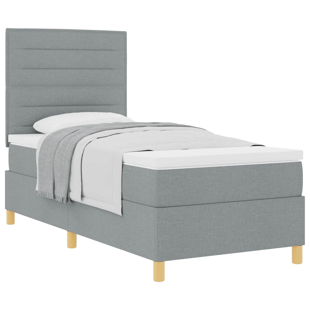 Krevet s opruga kutije Svijetlo siva 90 x 190 cm tkanina