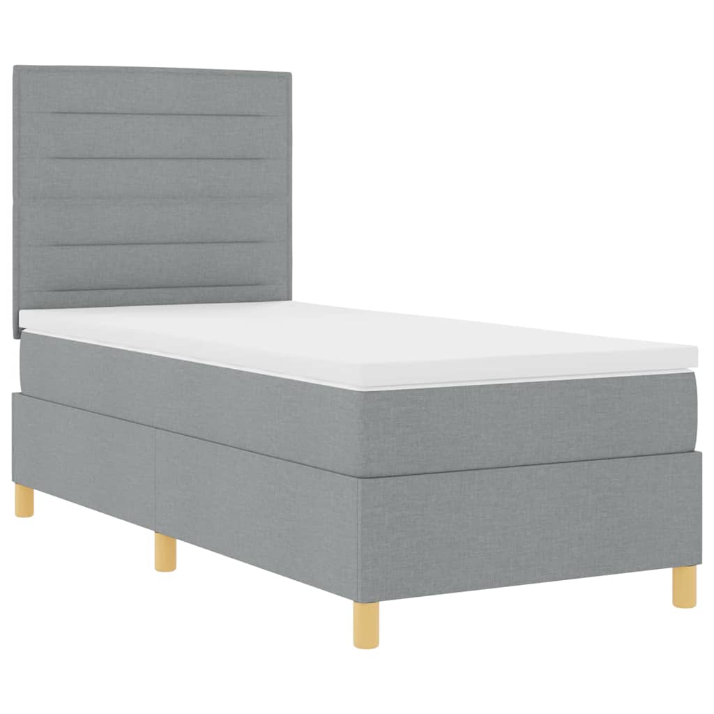 Krevet s opruga kutije Svijetlo siva 90 x 190 cm tkanina