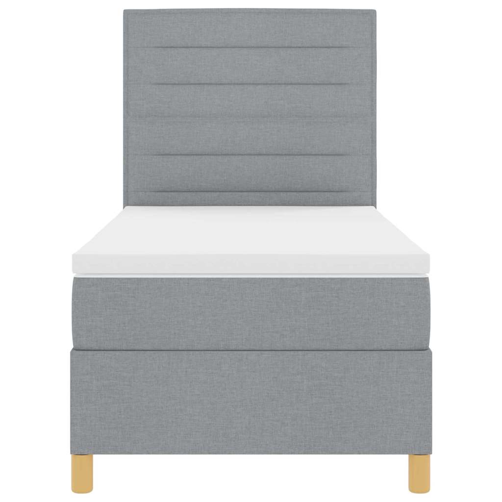 Krevet s opruga kutije Svijetlo siva 90 x 190 cm tkanina