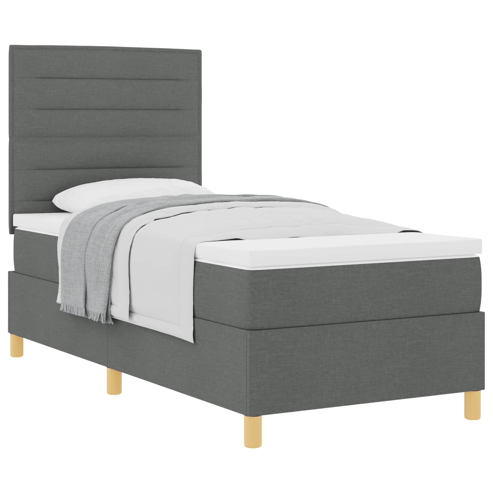 Krevet s opruga kutije Tamno siva 90 x 190 cm tkanina