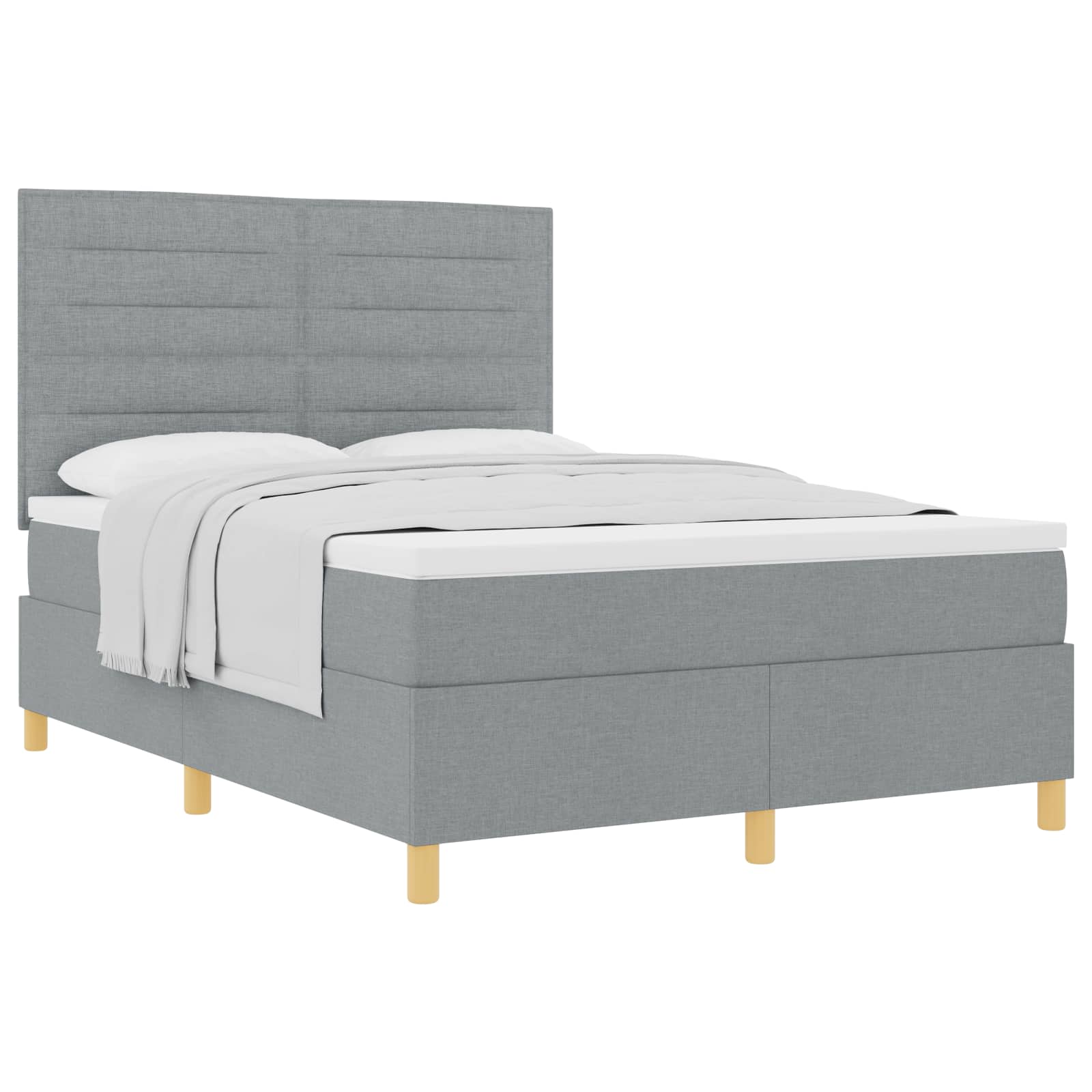 Krevet s opruga kutije Svijetlo siva 140 x 190 cm tkanina