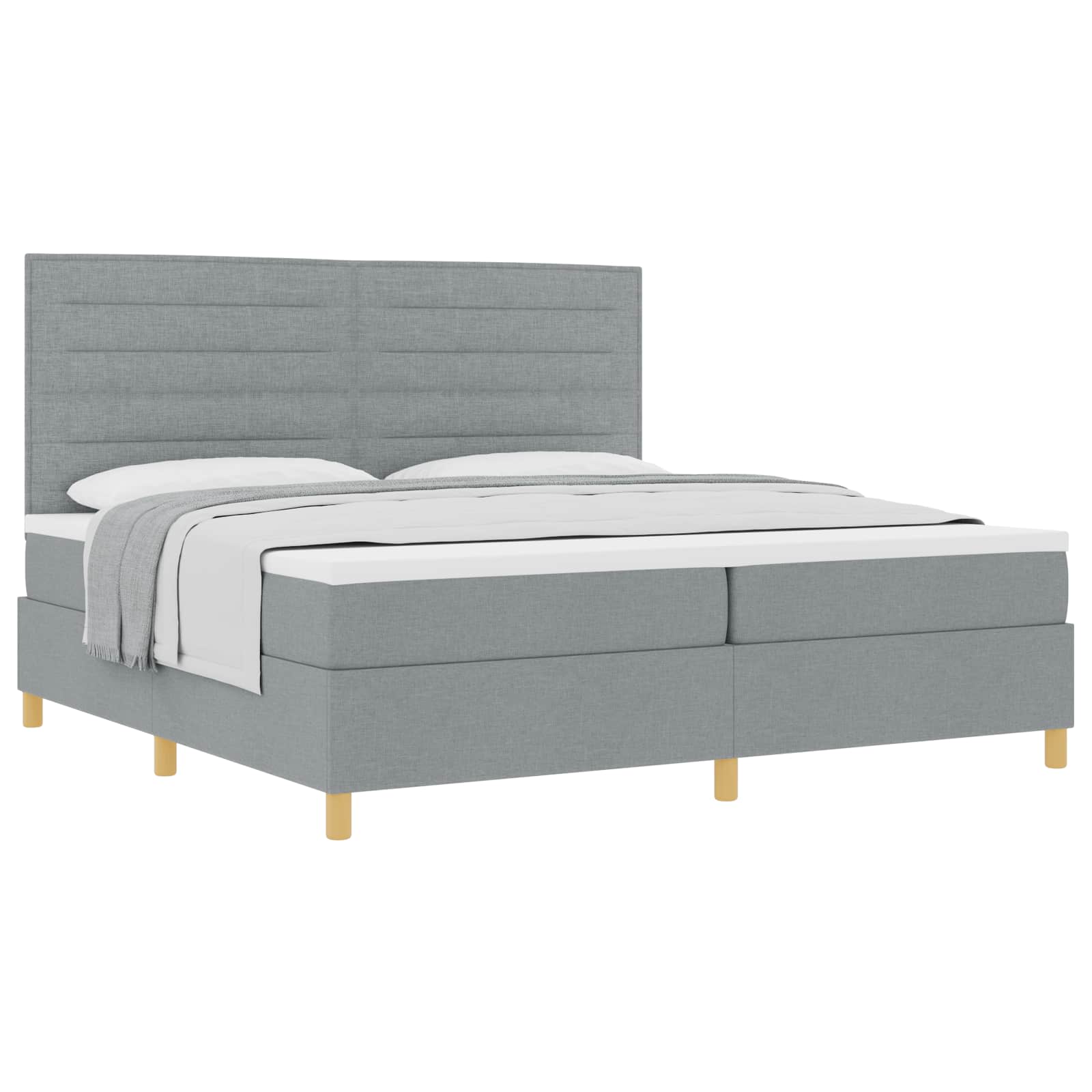 Krevet s opruga kutije Svijetlo siva 200 x 200 cm tkanina