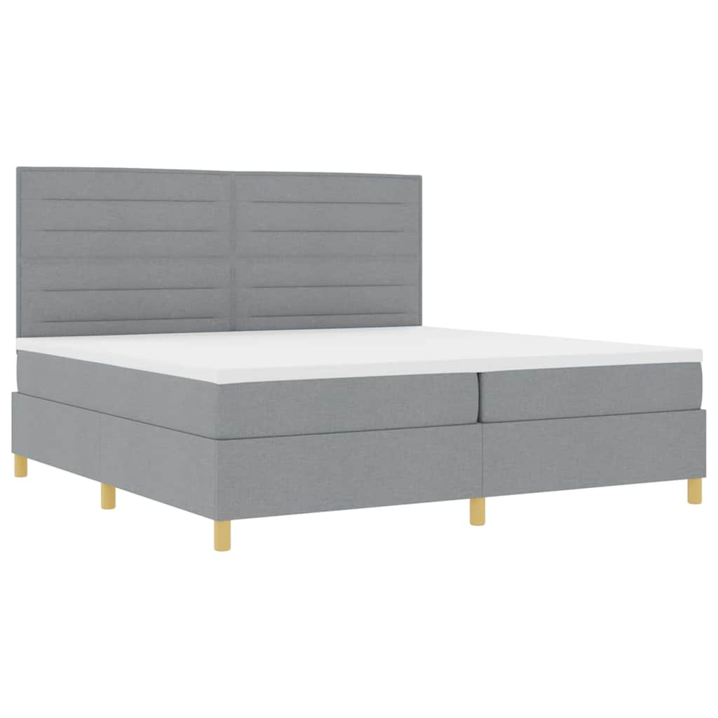 Krevet s opruga kutije Svijetlo siva 200 x 200 cm tkanina