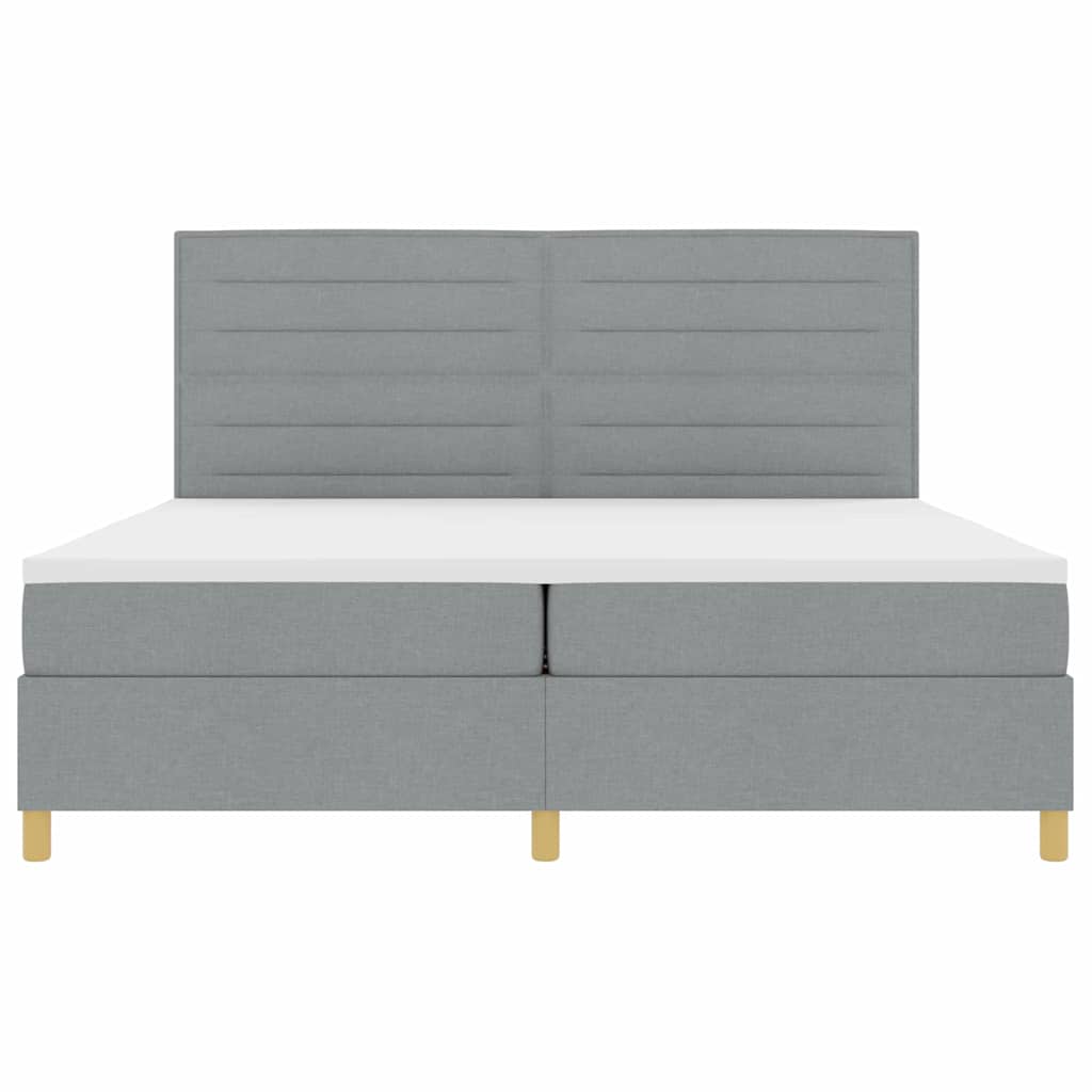 Krevet s opruga kutije Svijetlo siva 200 x 200 cm tkanina