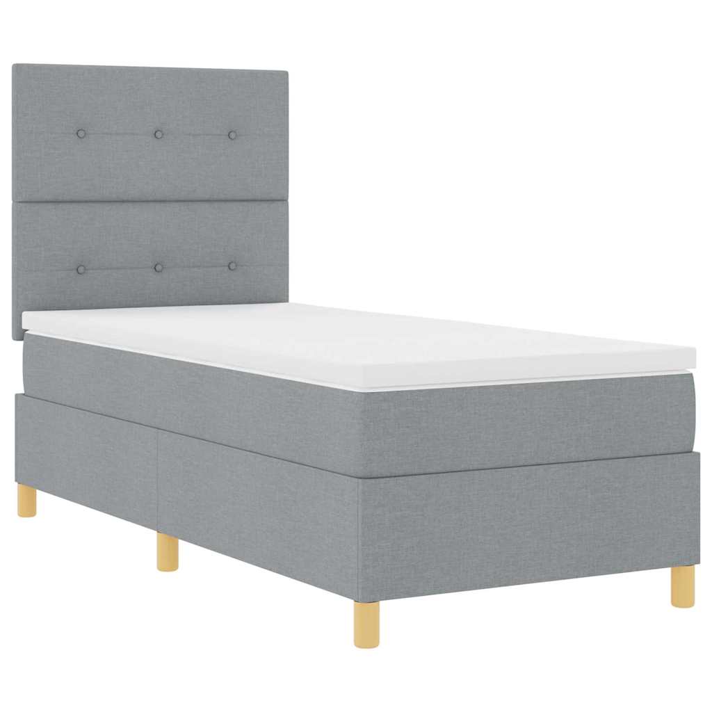 Krevet s opruga kutije Svijetlo siva 90 x 200 cm tkanina